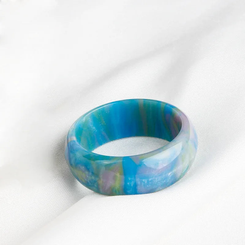 Personality Fashion Round Finger Band Rings Jewelry New Colorful Acrylic Resin Rings for Women Anillos Mujer