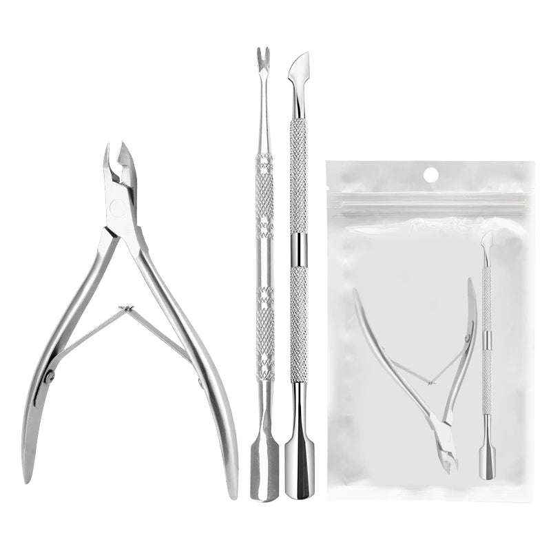 Professional Pedicure & Manicure Tools High Quality Stainless Steel Cuticle Nipper with Pusher Clipper Cutter Nail Finger Care