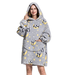 Warm Lightweight Family Wearable Blanket Sweatshirt Mommy and Me Panda Hoodie Blanket