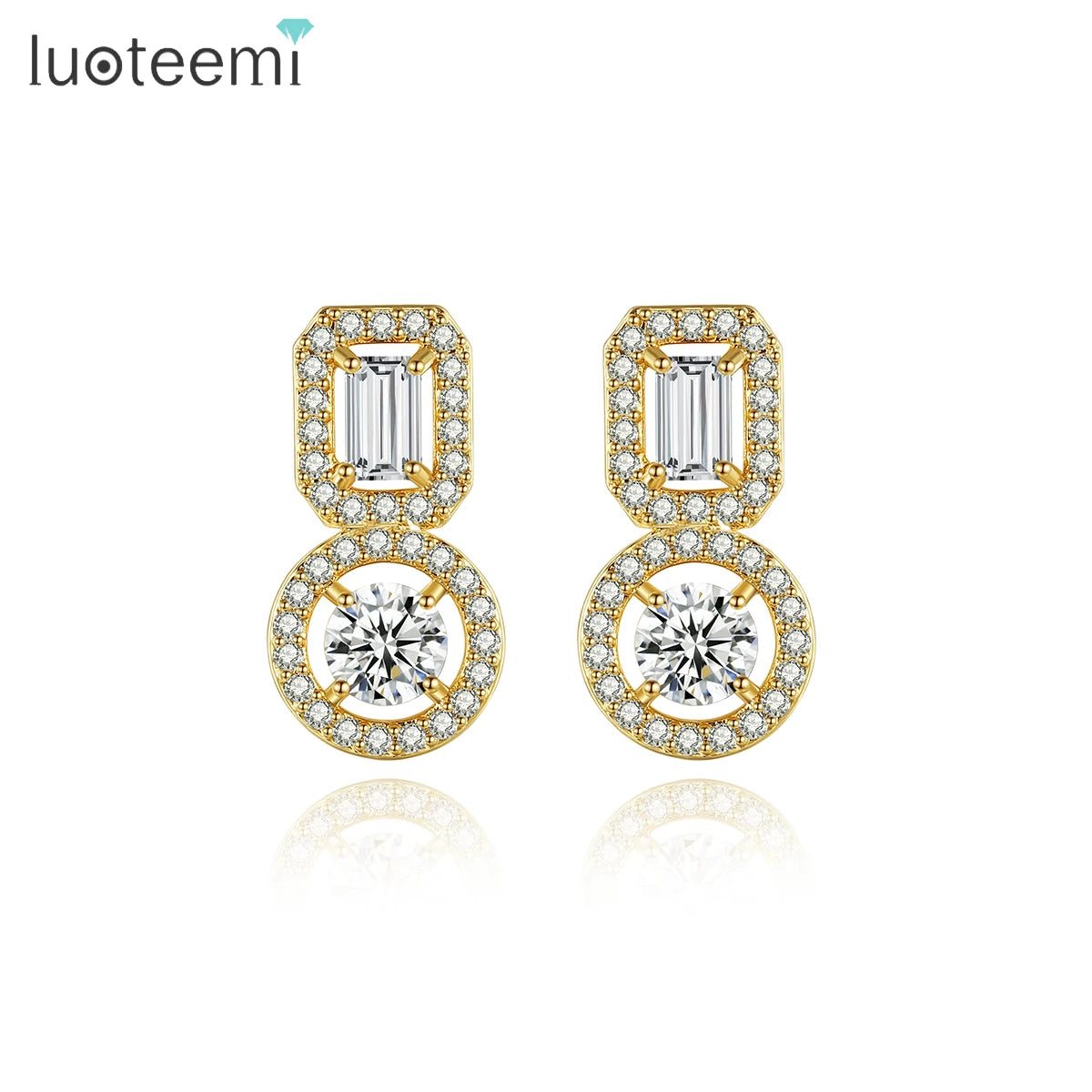 LUOTEEMI Popular Design Fashion Gold Jewelry Hot Sale Earing Diamond Landy Trendy 2022 Short Fashionable Stud Earring