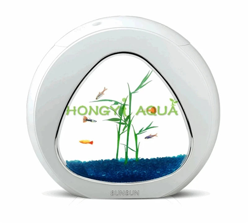 SUNSUN Mini Desktop Fish tank Creative Aquarium Goldfish Bowl LED Lighting Self-contained Filtration System YA-01 YA-02