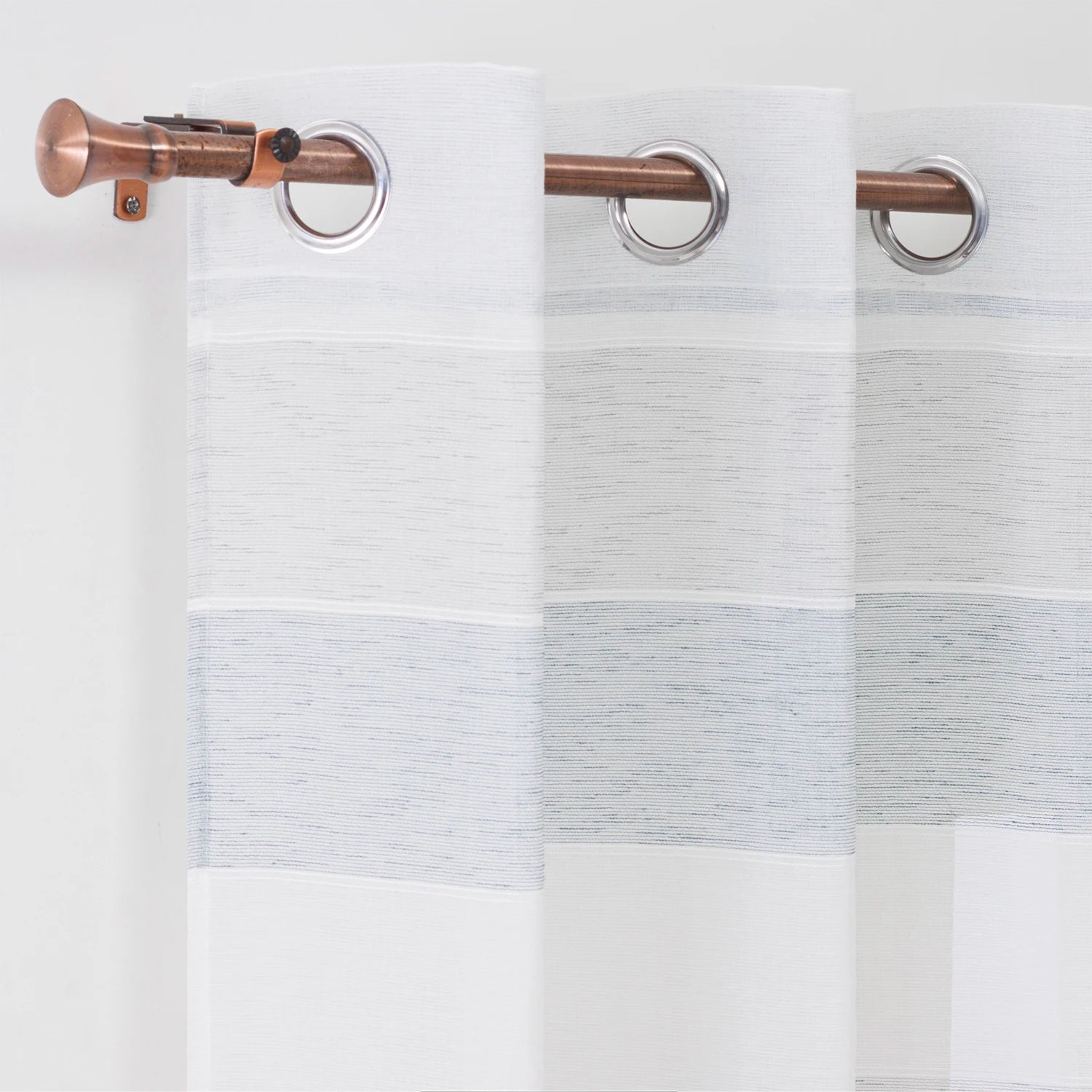 Wholesale Customizable Modern Striped Polyester Faux Linen Design Sheer Living Room Window Curtains Tulle Drapes Flame Retardant