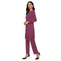 Islamic Women's Abaya Dress Suit Set Muslim Baju Kurung Hollow Solid Long Sleeve Arab Dubai Eid Mubarak Polyester Lightweight