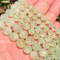 AA Grade 6/8/10MM Faceted Natural Light Green Prehnite Semi Gemstone Loose Beads Kuoyu Brand for Jewelry Making Bracelet DIY