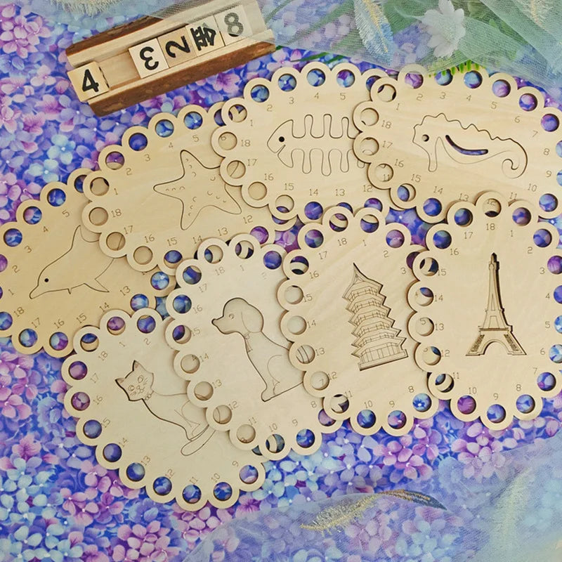 Custom Laser Cut Wooden Cartoon Line Board Cross Stitch Small Hanging Line Board Wire Arrangement Winding Wire Splitter Wooden c
