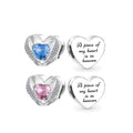 Fit Original Pan Charms Bracelet 925 Sterling Silver Blue Pink a Piece of My Heart Is in Heaven Bead for Women Jewelry Making