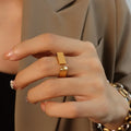 Dainty geometric non tarnish stainless steel kpop gold plated minimalist jewelry womens rings anillos de oro