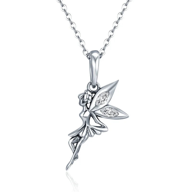 Fine Jewelry 925 Sterling Silver Necklace Beautiful Women Jewelry 925 Silver Flower Fairy Dangle Fancy Necklaces