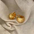 European Style 18k Gold Plated 925 Sterling Silver Round Ear Buckle Geometric Beads Brushed Earrings