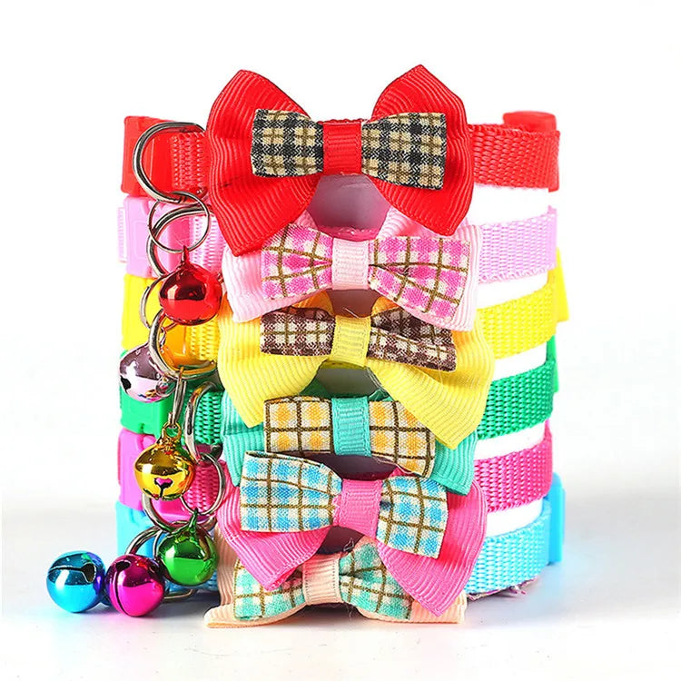 Wholesale New Cute Colorful Bowknot Bell Pet Cat and Dog Collar Cheap