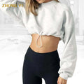 Women's High Quality Cotton Sweatshirt Custom Logo Printed Multi-Color Options Short Pullover Crop Tops Factory Wholesale