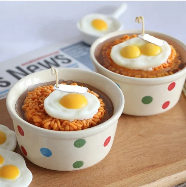 Creative Interesting Simulated Food Poached Egg Instant Noodles Fragrance Aromatherapy Scented Candles Photography Props