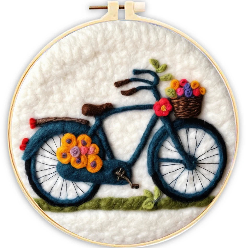 CHENISTORY DIY Wool Felting Painting With Embroidery Frame 20x20cm Needle Wool Painting Picture Handwork for DIY Gift