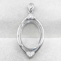 Sterling Silver 15*20mm Semi Mount Pendant Empty Frame Blank Support Setting S925 Base Holder Without Center Stone for DIY Inlay