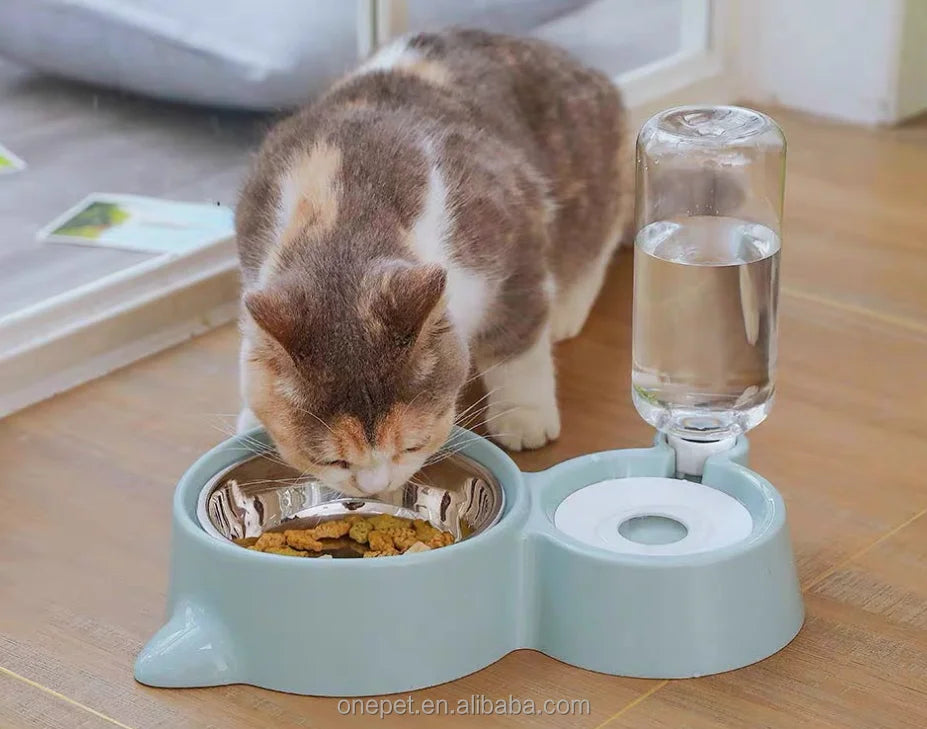 Stainless Steel Pet Dog Feeder Automatic Drinking Water Bowl Double Dog Food Bowl