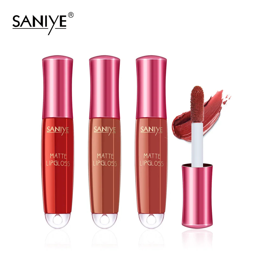 Saniye Vegan Matte Lipgloss Waterproof Long Lasting 6 Colors Liquid Lipgloss Custom Cosmetic