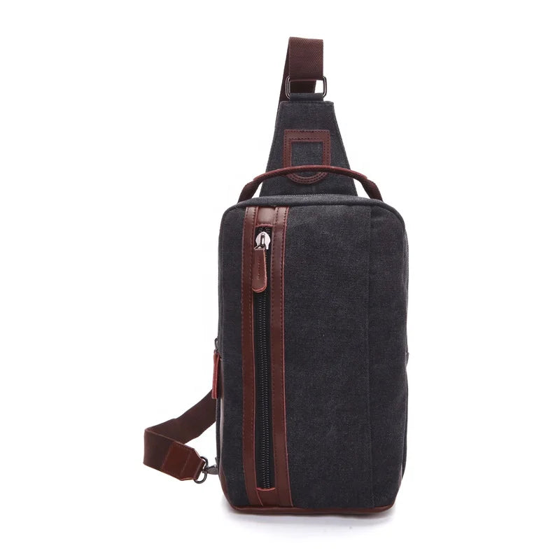 ZUOLUNDUO High Quality Leisure Single Shoulder Slant Back Canvas Sling Bag Men