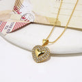 NZ1449 Chic Dainty 18k Gold Plated CZ Baguette Love Heart Charm Pendant Chain Necklace for Women