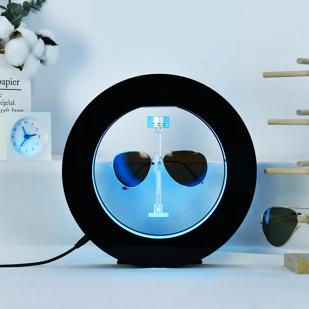 Color Lighting Magnetic Floating Acrylic Glasses Display Stand Levitating Rotating Eyewear SUNGLASS DISPLAY Rack Advertising
