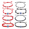 Adjustable Pull Bracelet Palm Eyes Hand-woven Seven-section Flat Knot Red and Black Bracelets