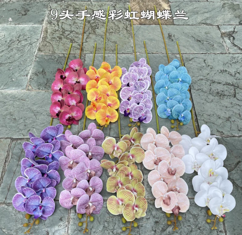 Real Touch Artificial Orchid Flower for Home Wedding Decoration 9 Heads Real Touch  Latex Orchid Flower