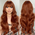 Manufacturer Orange Long Wavy Synthetic Wigs for Women Middle Parted Natural Wave Ginger Hair Heat Resistant Fiber Wigs