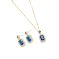 New Sapphire Sapphire Necklace Zircon Earrings Vintage Necklace Set Women