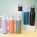 Custom Logo 500ml/750ml Stainless Steel Tumbler 304 Double Wall Vacuum Insulation Small Mouth Handle Pop-up Lid Bowling Design