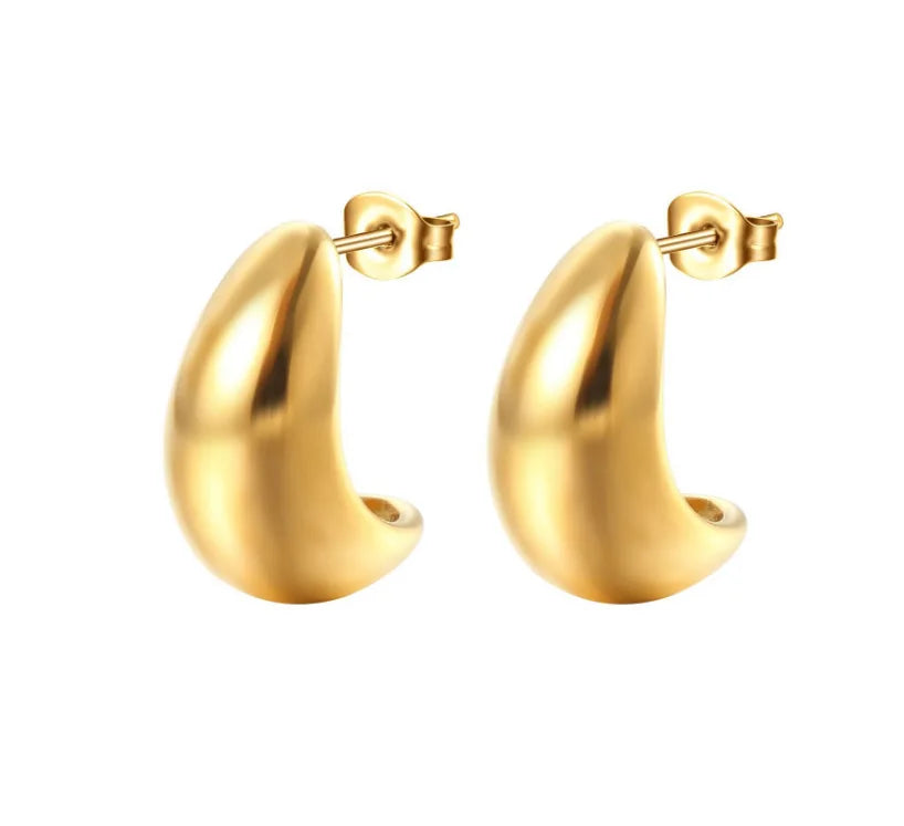 Chunky Thick Gold Hoop Earrings Lightweight Teardrop Hoops for Women