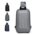Single Shoulder Fanny Pack Crossbody Hard Shell Backpack for Men Dedicated Storage Pockets Made of Durable Polyester and PVC