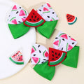 CN 2Pcs 3.5Inch Print Ribbon Hair Bow Clip Summer Watermelon Bows Hair Clip for Girls Toddler