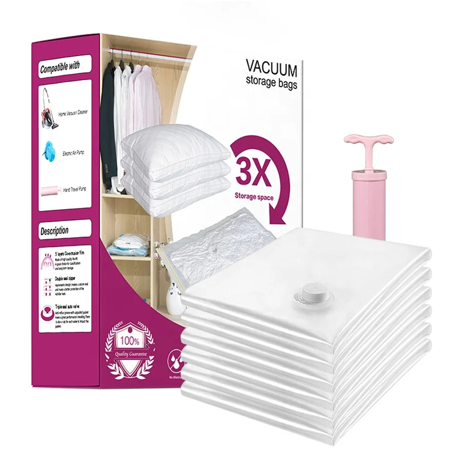 Wholesale Eco-Friendly Large Capacity Quilt Vacuum Airtight Compression Storage Bags 80% Saver for Clothes Living Room Use Pump