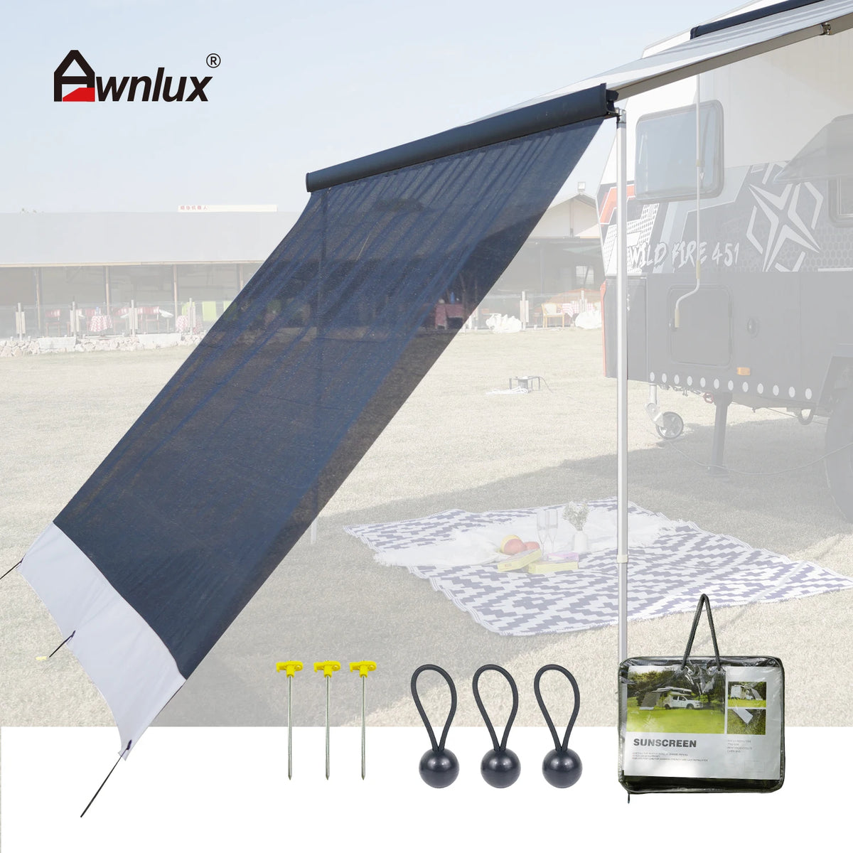 Awnlux Caravan Motorhome RV Accessories Camper Trailer Accessories Sunblockers Side Wall Privacy Screen for Camping
