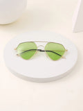 Wholesale New Arrival Triangular Cat Eye Geometric Metal Frame Customizable Sunglasses