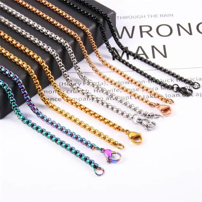 Manufacturer 304 Stainless Steel Square Pearl Chain Fashion Square Pearl Necklace Pendant Chain Jewelry Chain