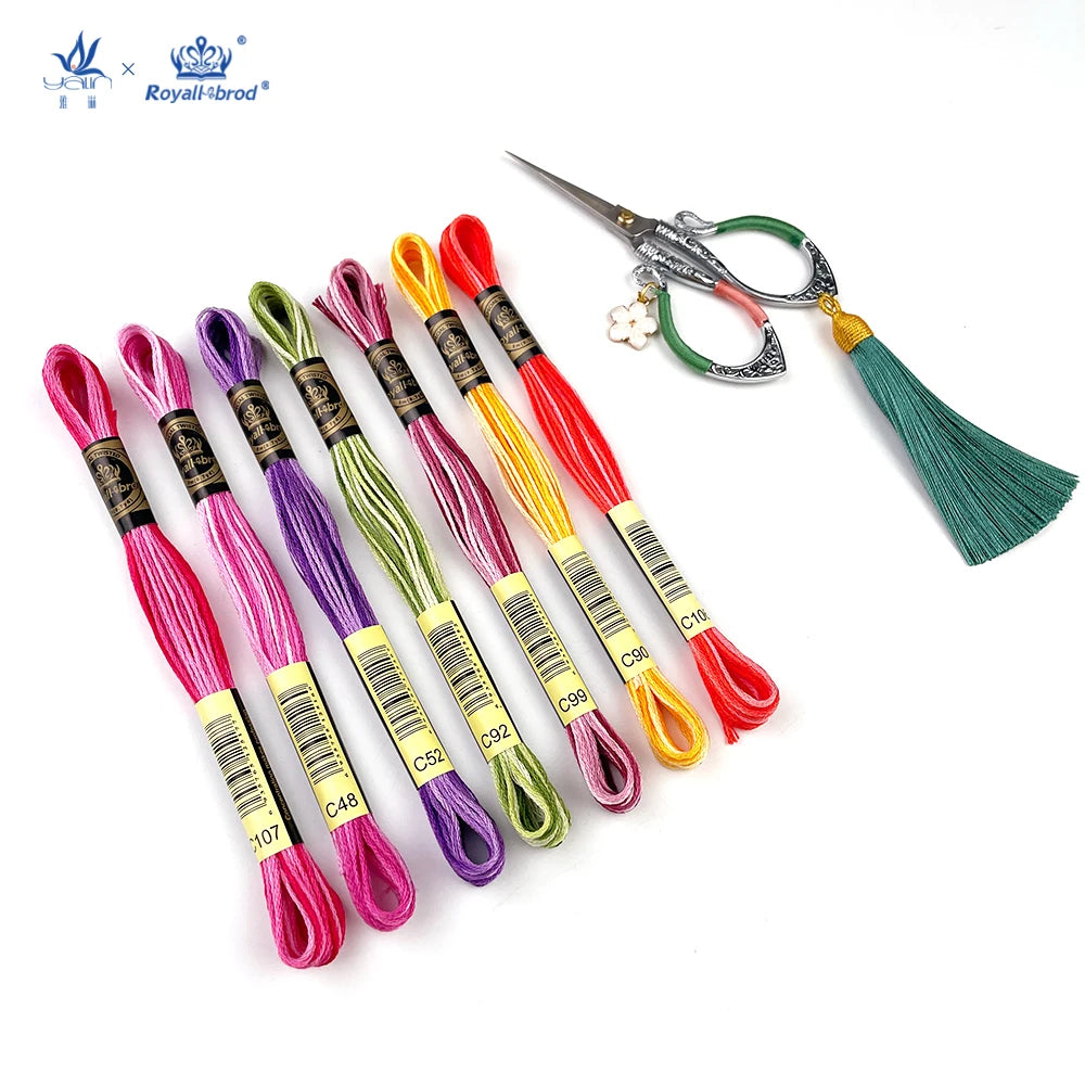 18-Colour High Tenacity Variegated Floss Cross Stitch Embroidery Thread for Hand Knitting Crochet Sewing-Mercerized Fabric Dyed