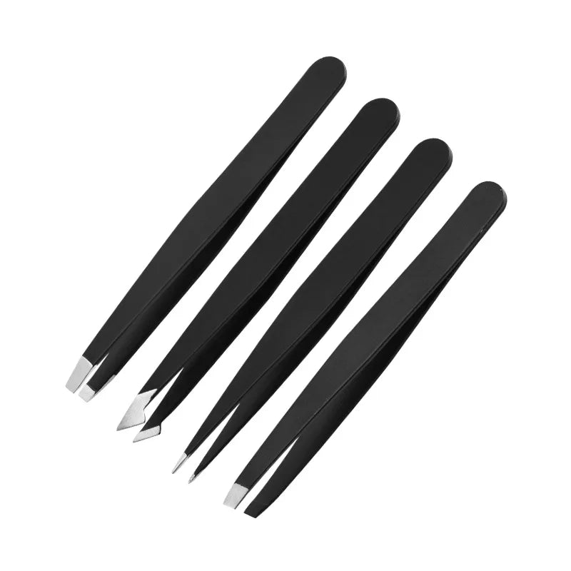 Manufacturer Wholesale Stainless Steel Slanted Eyebrow Tweezers for Lash Extension Beard Plucking Trimming-Comfortable Handle