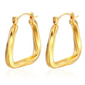 Baolen Fashion Jewelry Stainless Steel Zircon Bead U Shape 18K Gold Plated Women Chunky Huggie Concentric Knot Hoop Earrings