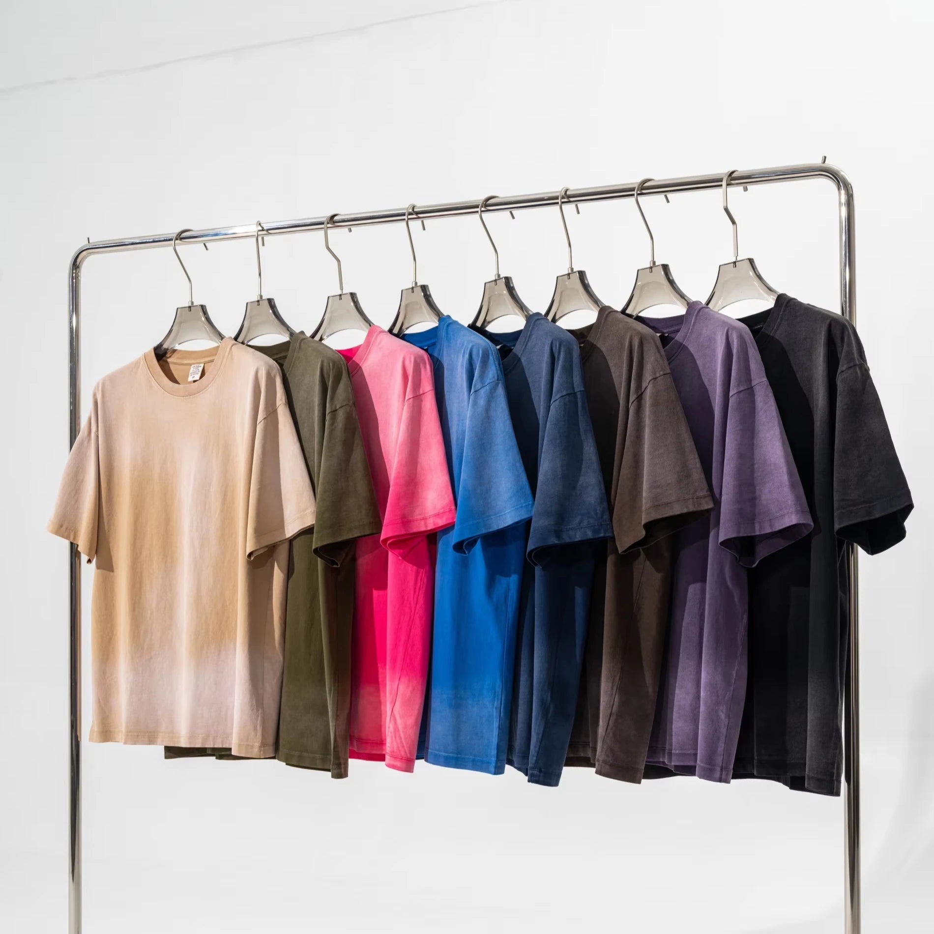 Wholesale  Heavyweight Unique Craftsmanship Water-washed Spray Pattern Round-neck  Oversized T-shirt