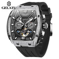 Gelatu 6016  Oem Custom logo Diamond Multifunctional Sports Waterproof Skeleton Hollow Automatic Mechanical Watch for Man