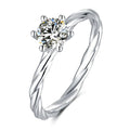 GRA Certified Sterling Silver 925 Solitaire Moissanite Engagement Ring Rhodium Plating Twisted Band Design Moissanite Ring Women