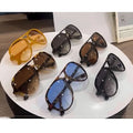Trendy Gradient Blue Lens Oversized Pilot Sunglasses Women Brand Design Vintage Tortoise Shell Aviation Men Shades Sun Glasses