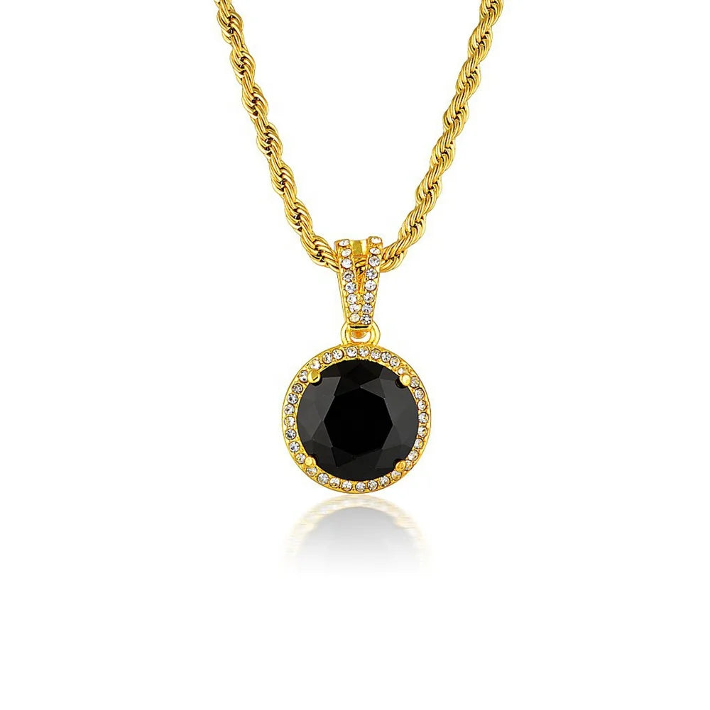 Gold Plated Jewelry Necklace Dainty Black Stone Necklace Luxury Gold Necklace