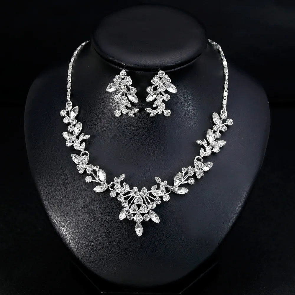 Cross Border European and American Brides' Wedding Accessories High-end Crystal and Diamond Set Bridal Accessories Set