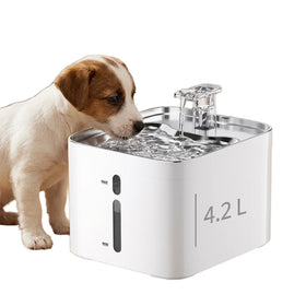 Stainless Steel Cat Dog Water Fountain 3L Square Pet Water Dispenser Auto Circulation IPX8 Waterproof Detachable Plug-in 304