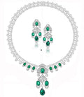Luxury 5A Cubic Zirconia Bridal Jewelry Set Emerald Green Stone Necklace and Earrings Jewelry Set