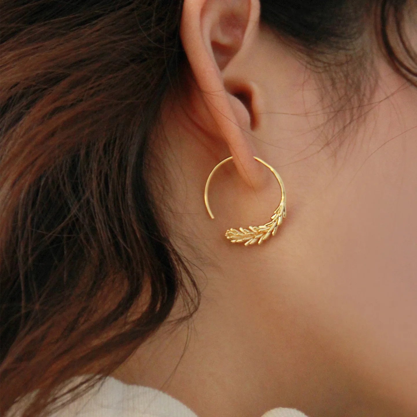 Zooying New Fashion Latest Design Luxury Jewelry Metallic Copper Wheat Trendy Hook Earring