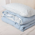 Linen Supplier Stone Washed Blue Stripe Bedding Duvet Covers Linen Bed Set Two Side French 100 Linen king Size Bed