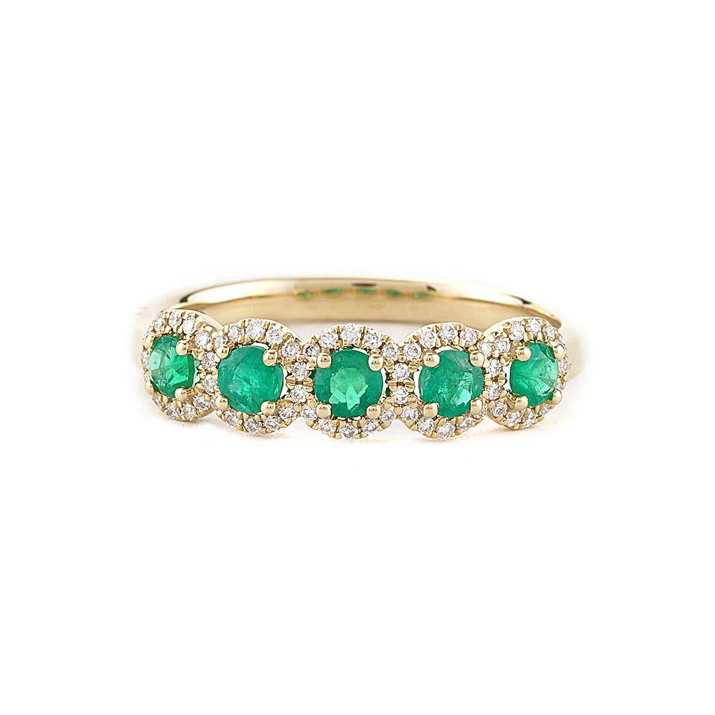 925 Sterling Silver Women Jewelry Gold Plated Emerald Diamond CZ Band Ring
