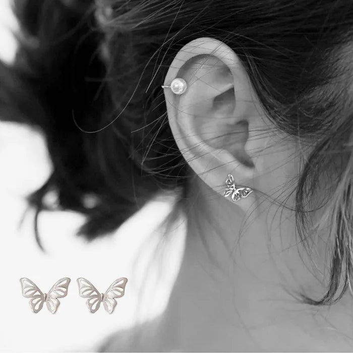 925 Sterling Silver butterfly Stud Earrings for Women Girls Fashion Jewelry 2021